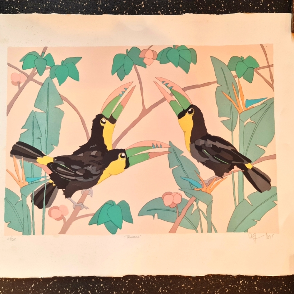 "Toucans" Numbered Signed Watercolor Unframed Print 114/200